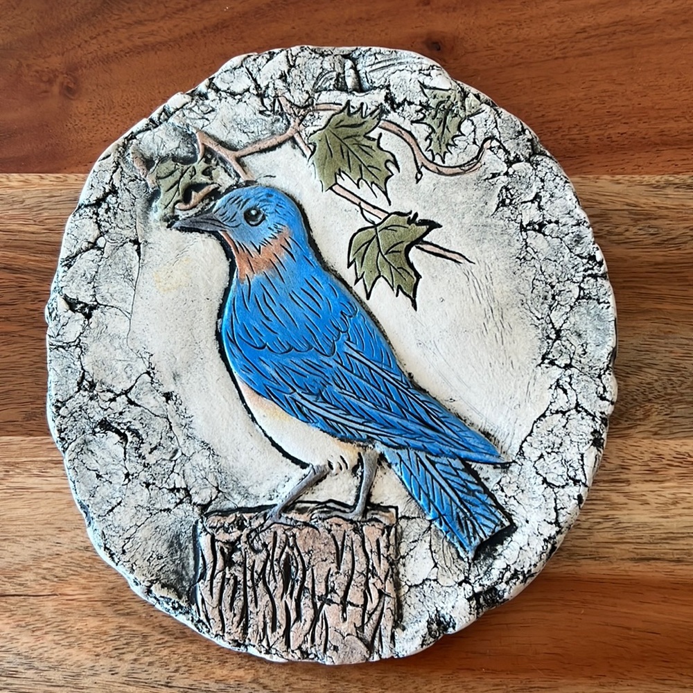 Pottery Blue Bird Plaque Made With Mt St Helens Ash.